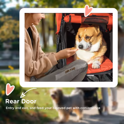 PawHut Folding 3 Wheel Pet Stroller Travel Adjustable Canopy Storage Brake Red - Additional view 6
