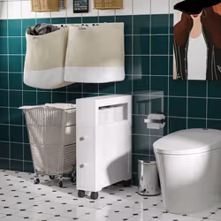HOMCOM 72x16cm Narrow Bathroom Storage Unit 2 Drawers Open Top
