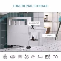 HOMCOM 72x16cm Narrow Bathroom Storage Unit 2 Drawers Open Top - Additional view 5