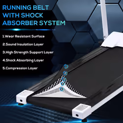 HOMCOM 1-10Km/h Folding Treadmill Home Running Fitness Machine w/ Safety Stopper