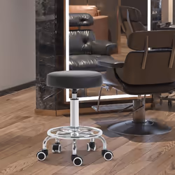 Vinsetto Round PU leather Salon Beautician Stool Adjustable Height w/ Footrest