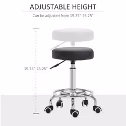 Vinsetto Round PU leather Salon Beautician Stool Adjustable Height w/ Footrest