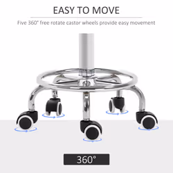 Vinsetto Round PU leather Salon Beautician Stool Adjustable Height w/ Footrest - Additional view 5