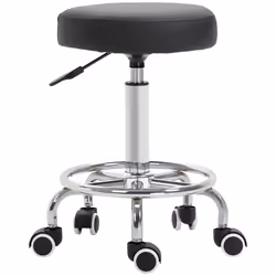 Vinsetto Round PU leather Salon Beautician Stool Adjustable Height w/ Footrest - Additional view 8