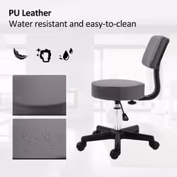 HOMCOM Beautician's Adjustable Grey PU Leather Swivel Salon Chair - Additional view 6