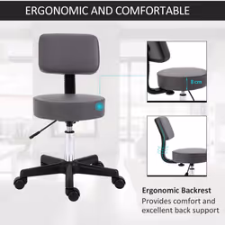 HOMCOM Beautician's Adjustable Grey PU Leather Swivel Salon Chair - Additional view 7