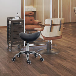 HOMCOM PU Leather Saddle Stool w/ Moulded Padded Seat Adjustable Height Black