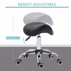 HOMCOM PU Leather Saddle Stool w/ Moulded Padded Seat Adjustable Height Black