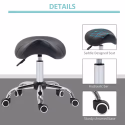 HOMCOM PU Leather Saddle Stool w/ Moulded Padded Seat Adjustable Height Black - Additional view 4