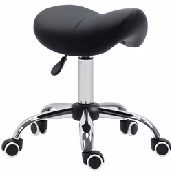 HOMCOM PU Leather Saddle Stool w/ Moulded Padded Seat Adjustable Height Black - Additional view 8