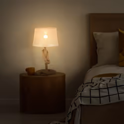 HOMCOM Nautical Style Rope-Base Table Lamp w/ Fabric Lampshade Metal Frame Beige