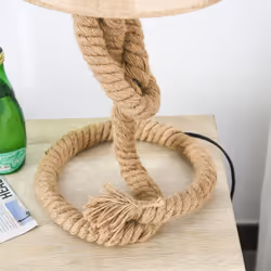 HOMCOM Nautical Style Rope-Base Table Lamp w/ Fabric Lampshade Metal Frame Beige - Additional view 7