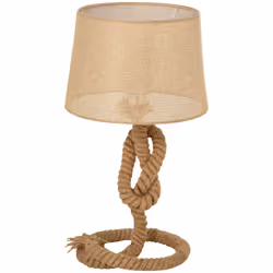HOMCOM Nautical Style Rope-Base Table Lamp w/ Fabric Lampshade Metal Frame Beige - Additional view 8