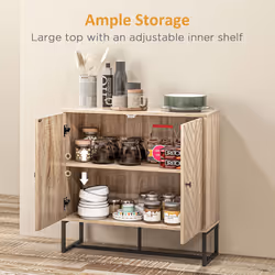 HOMCOM Embossed Arrow Storage Cabinet w/ Adjustable Shelf Metal Frame Handles