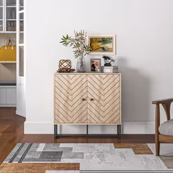 HOMCOM Embossed Arrow Storage Cabinet w/ Adjustable Shelf Metal Frame Handles - Additional view 5