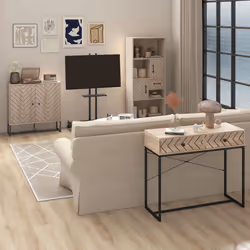 HOMCOM Embossed Arrow Storage Cabinet w/ Adjustable Shelf Metal Frame Handles - Additional view 7