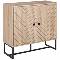 HOMCOM Embossed Arrow Storage Cabinet w/ Adjustable Shelf Metal Frame Handles - Additional view 8
