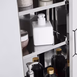 kleankin Bathroom Storage Cabinet with Sliding Mirror Door 3 Shelves