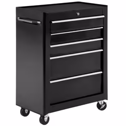 HOMCOM 5-Drawer Lockable Steel Tool Storage Cabinet Wheels Handle 2 Keys Black - Additional view 8