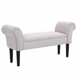 HOMCOM Bed End Chaise Lounge Window Seat Arm Bench Hallway Wood Legs Grey - Additional view 7