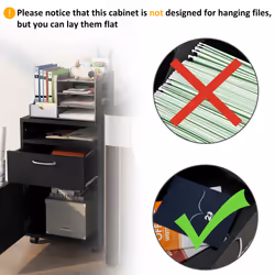 HOMCOM  Filing Cabinet with Drawers and Open Shelf, 60cm, Black - Additional view 4