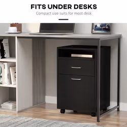 HOMCOM  Filing Cabinet with Drawers and Open Shelf, 60cm, Black - Additional view 6