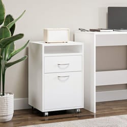 HOMCOM 60cm Filing Cabinet with Drawers and Open Shelf, White