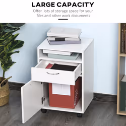 HOMCOM 60cm Filing Cabinet with Drawers and Open Shelf, White