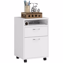 HOMCOM 60cm Filing Cabinet with Drawers and Open Shelf, White - Additional view 6