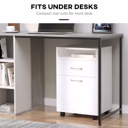 HOMCOM 60cm Filing Cabinet with Drawers and Open Shelf, White - Additional view 7