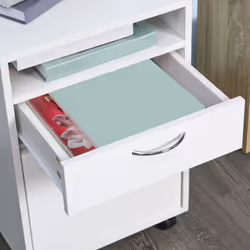 HOMCOM 60cm Filing Cabinet with Drawers and Open Shelf, White - Additional view 8