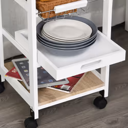 HOMCOM Mobile Rolling Kitchen Island Trolley for Home Metal Baskets Tray Shelves - Additional view 6