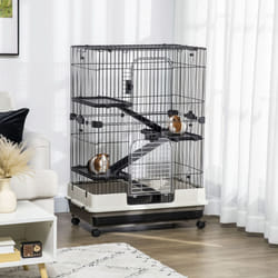 PawHut Four-Level Small Animal Cage, Indoor Pet House, Black, 81 x 52.5 x 114 cm