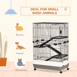 PawHut Four-Level Small Animal Cage, Indoor Pet House, Black, 81 x 52.5 x 114 cm - Additional view 4