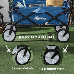 Outsunny Folding Outdoor Storage Trolley Cart Bag Telescopic Handle Brakes