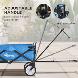 Outsunny Folding Outdoor Storage Trolley Cart Bag Telescopic Handle Brakes Blue - Additional view 6