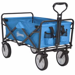 Outsunny Folding Outdoor Storage Trolley Cart Bag Telescopic Handle Brakes Blue - Additional view 8