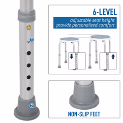 HOMCOM 360 Degree Swivel Shower Stool w/ Non-Slip Feet for Disabled Blue