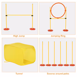 PawHut Outdoor 4 PC Dog Pet Agility Training Garden Starter Obstacle Set for Dog