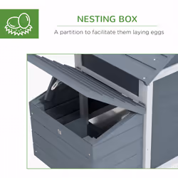 PawHut Chicken Coop Hen Cage Small Animal Hutch Nesting Box Outdoor Run Grey - Additional view 4