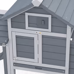 PawHut Chicken Coop Hen Cage Small Animal Hutch Nesting Box Outdoor Run Grey - Additional view 6