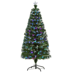 HOMCOM 5FT Multicoloured Artificial Christmas Tree w/ Pre-Lit Modes Metal Stand