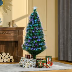 HOMCOM 5FT Multicoloured Artificial Christmas Tree w/ Pre-Lit Modes Metal Stand