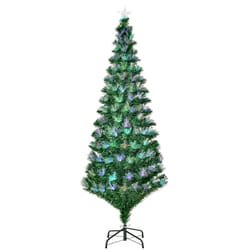HOMCOM 6FT Multicoloured Artificial Christmas Tree w/ Pre-Lit Modes Metal Stand