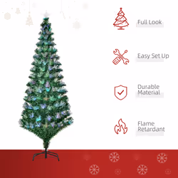 HOMCOM 6FT Multicoloured Artificial Christmas Tree w/ Pre-Lit Modes Metal Stand