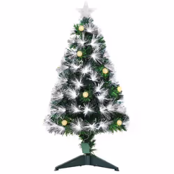 HOMCOM 3ft White Light Artificial Christmas Tree w/ 90 LED Star Topper Tri-Base