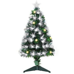 HOMCOM 3ft White Light Artificial Christmas Tree w/ 90 LED Star Topper Tri-Base