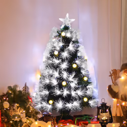 HOMCOM 3ft White Light Artificial Christmas Tree w/ 90 LED Star Topper Tri-Base