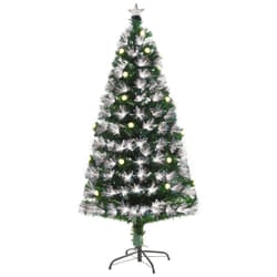 HOMCOM 5ft White Light Artificial Christmas Tree w/ 180 LED Star Topper Tri-Base