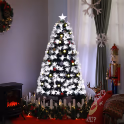 HOMCOM 5ft White Light Artificial Christmas Tree w/ 180 LED Star Topper Tri-Base